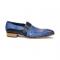 Duca Di Matiste "Sezze" Powder Blue/Navy Genuine Italian Calf Leather Snake Print Monk Strap Dress Shoes.